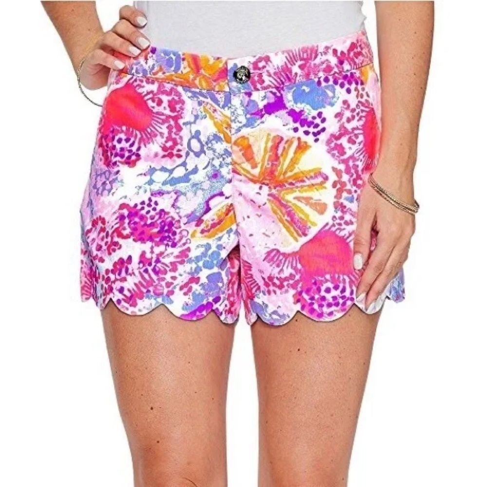 Lily Pulitzer Paradise Pink Bohemian Beach Buttercup Shorts Womens Size 00 EUC